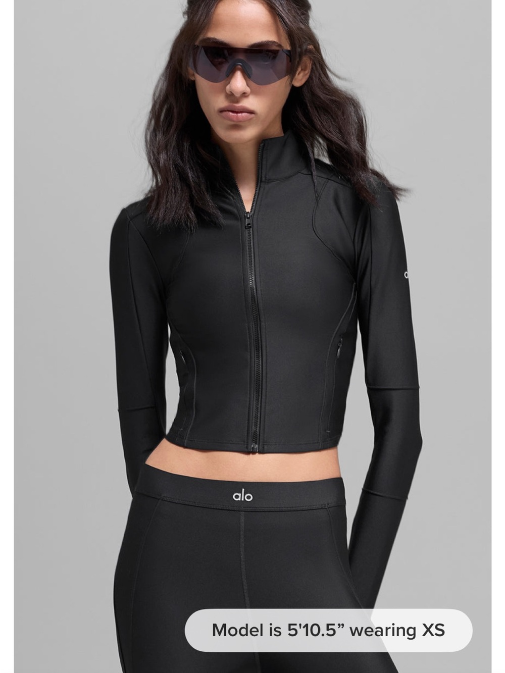 ALO Yoga Black Fitted Zip-Up Jacket size small
